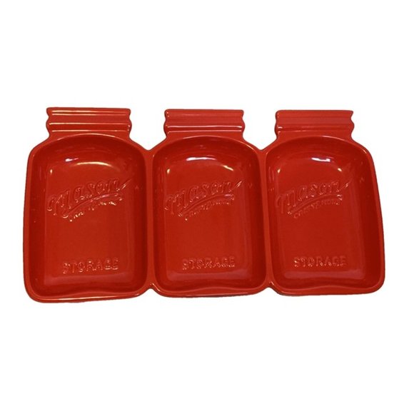 COPY - Mason Craft & More 3 Compartment Tabletop Candy Serving Dish Tray NEW RED - Picture 1 of 12